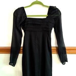 A&F Abercrombie & Fitch brand new black chiffon long-sleeve midi dress Size XS
